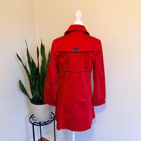 Leshop | Vibrant Red Double Breasted Trench Coat - Picture 3 of 11